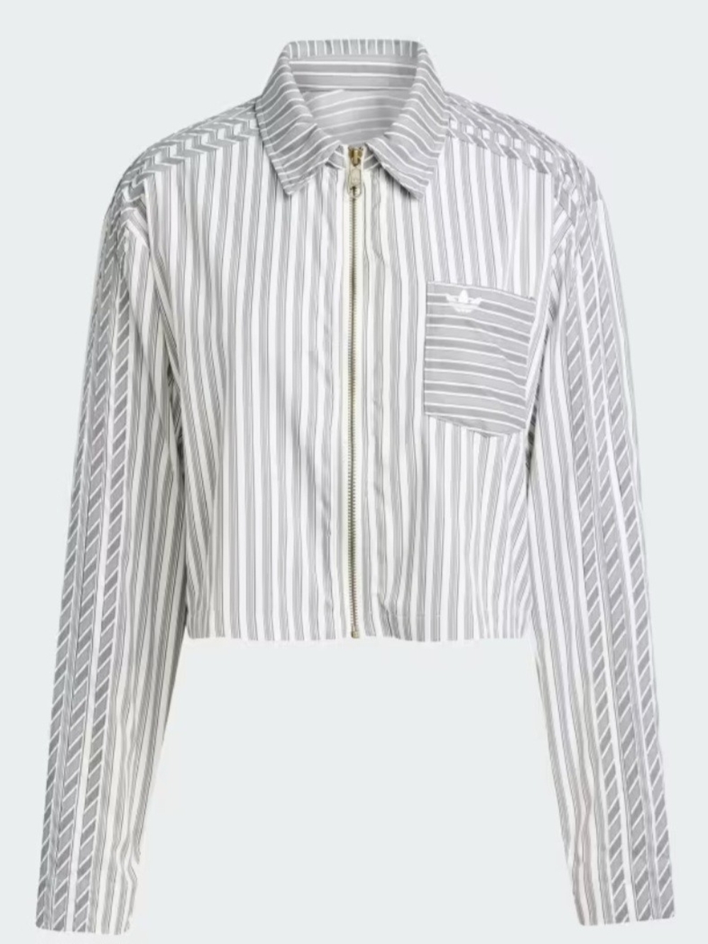 NWT adidas Women’s Grey Striped Zip-Front Poplin Shirt